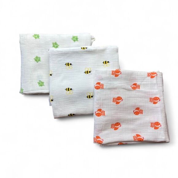 aden + anais Muslin Blanket Set - Green, Yellow, Orange - Picture 1 of 2